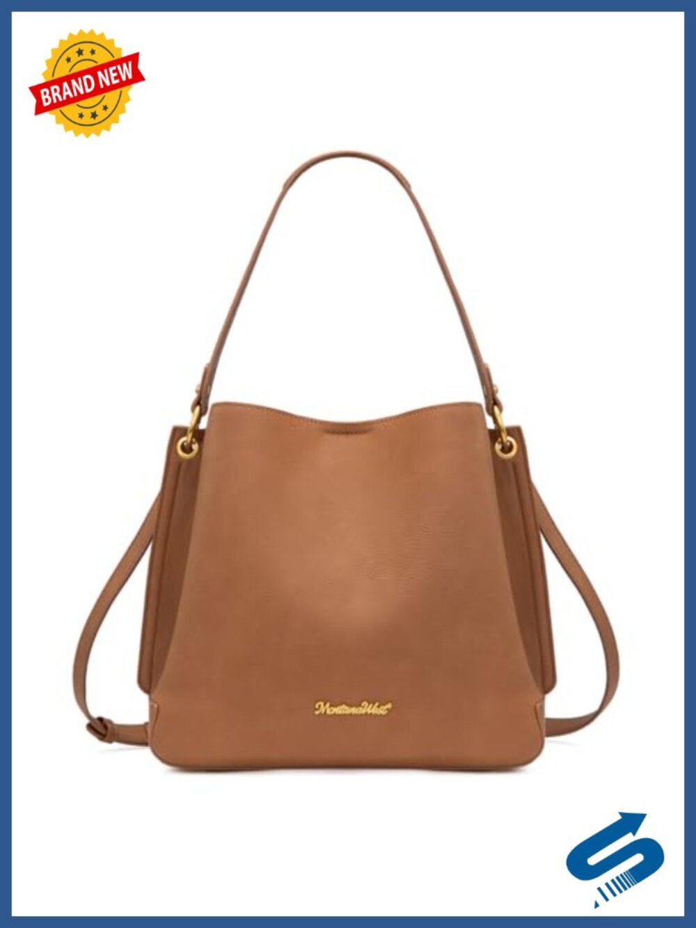 Faux Leather Bucket Hobo Shoulder Bag Crossbody Purse 3 Compartments
